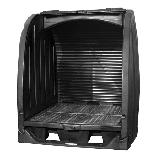 Spill Containment Sheds With Drain, 65" L x 58" W x 69" H, 6000 lbs. Load Capacity Haskins Industrial Inc.