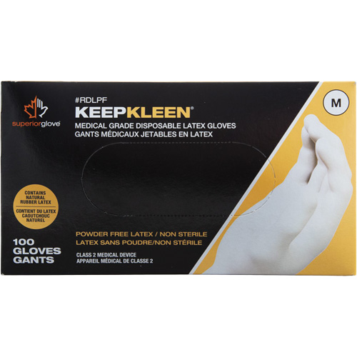 KeepKleen&reg; Disposable Medical Exam Grade Gloves, Large, Latex, 5-mil, Powder-Free, White, Class 2 Haskins Industrial Inc.