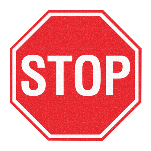 "Stop" Floor Sign, Adhesive, English with Pictogram Haskins Industrial Inc.