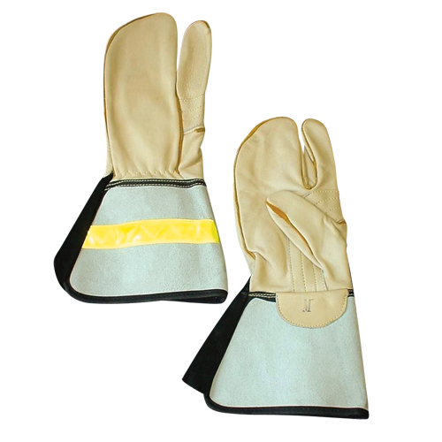 Gant &agrave; 3 doigts pour monteur de ligne, Moyen, Paume en Cuir fleur de vache Haskins Industrial Inc.