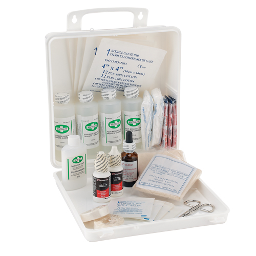 Trousse de premiers soins des brûlures pour soudeurs Dynamic, Dispositif m&eacute;dical Classe 1, Boîte en plastique Haskins Industrial Inc.