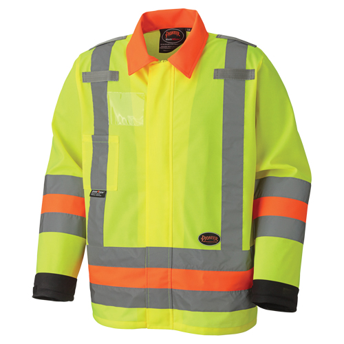 6007 Breathable Traffic Safety Jacket, Polyester, High Visibility Lime-Yellow, X-Small Haskins Industrial Inc.