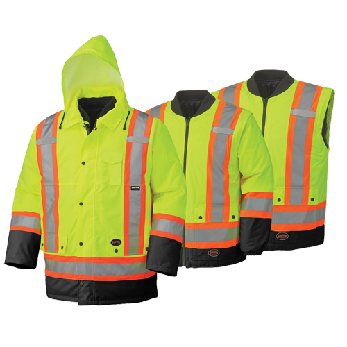 5021BB Manteau de s&eacute;curit&eacute; 6 en 1 imperm&eacute;able, Jaune lime haute visibilit&eacute;, 2T-Grand Haskins Industrial Inc.