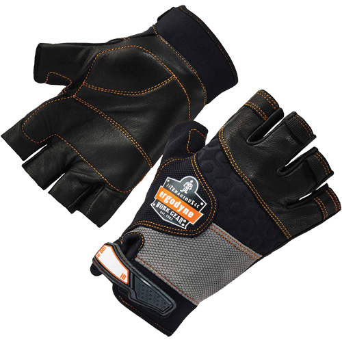 Gants demi-doigts en cuir r&eacute;duisant les impacts ProFlex 901, Petit, Paume en Cuir fleur, Poignet Boucle et crochet Haskins Industrial Inc.