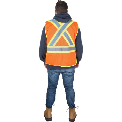 Flame-Resistant Surveyor Vest, High Visibility Orange, Medium, Polyester Haskins Industrial Inc.