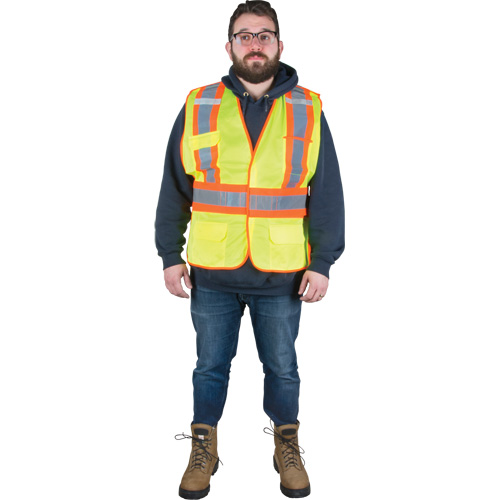 Flame-Resistant Surveyor Vest, High Visibility Lime-Yellow, 2X-Large, Polyester Haskins Industrial Inc.