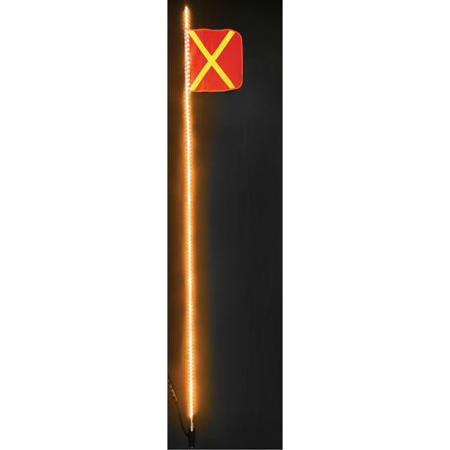 Fanions DEL robustes Safety Whip, Fixation Attelage, Hauteur 10, Orange avec X r&eacute;fl&eacute;chissant Haskins Industrial Inc.