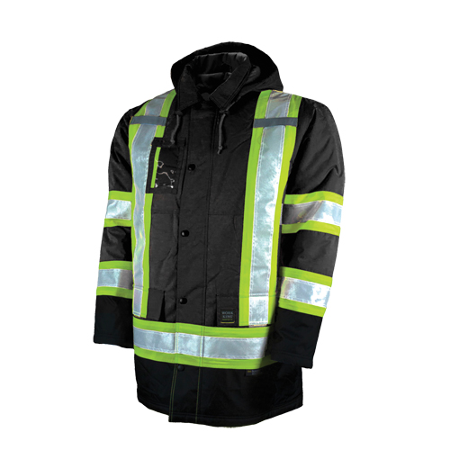 Lined Safety Parka, Black, Large Haskins Industrial Inc.