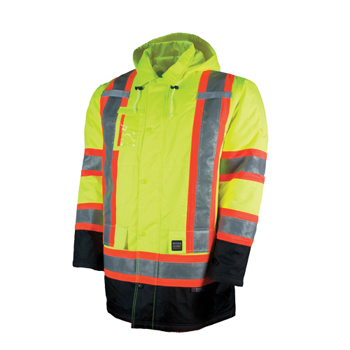 Lined Safety Parka, High Visibility Lime-Yellow, Large Haskins Industrial Inc.