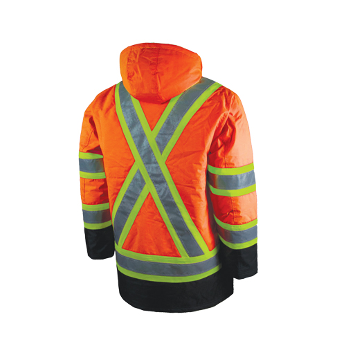 Lined Safety Parka, High Visibility Orange, Large Haskins Industrial Inc.