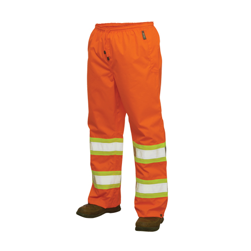 Pantalons imperm&eacute;ables de s&eacute;curit&eacute; 300 deniers, Polyester, Grand, Orange haute visibilit&eacute; Haskins Industrial Inc.