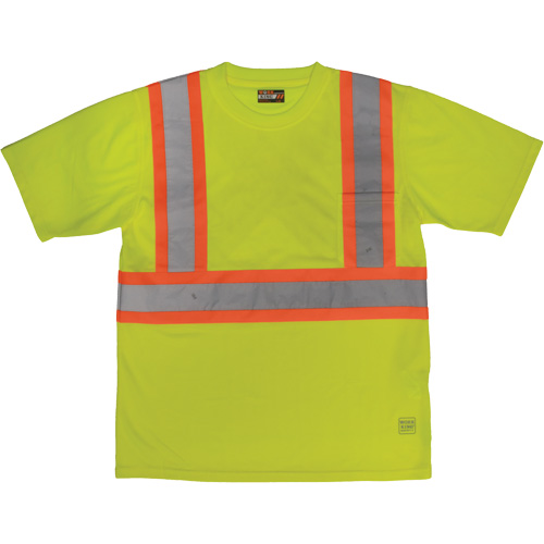 T-shirt de s&eacute;curit&eacute; avec poche &agrave; manches courtes, Polyester, Grand, Jaune lime haute visibilit&eacute; Haskins Industrial Inc.