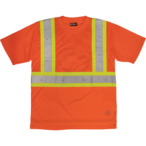 T-shirt de s&eacute;curit&eacute; avec poche &agrave; manches courtes, Polyester, Grand, Orange haute visibilit&eacute; Haskins Industrial Inc.