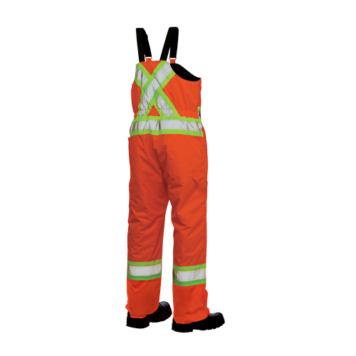 Salopettes de s&eacute;curit&eacute; doubl&eacute;e, Polyester/Polyur&eacute;thane, Grand, Orange haute visibilit&eacute; Haskins Industrial Inc.