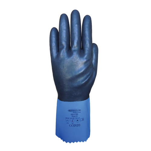 Summitech Full-Dipped Chemical Resistant Gloves, Size Small/7, 11.8" L, Chloroprene, Poly-Cotton Inner Lining, 59-mil Haskins Industrial Inc.