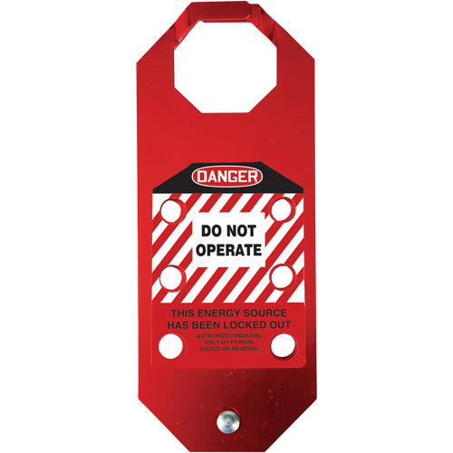 Moraillon de verrouillage pr&eacute;venant l'utilisation conforme aux normes OSHA Danger Stopout Aluma-Tag, Rouge Haskins Industrial Inc.