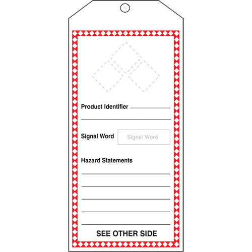 GHS Jumbo Safety Tag, Cardstock, 3-7/8" W x 8-1/2" H, English Haskins Industrial Inc.