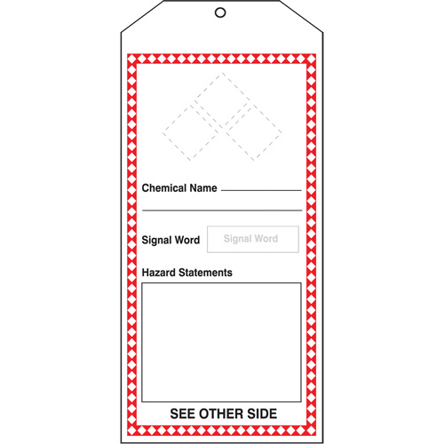 GHS Jumbo Tags, Cardstock, 3-7/8" W x 8-1/2" H, English Haskins Industrial Inc.