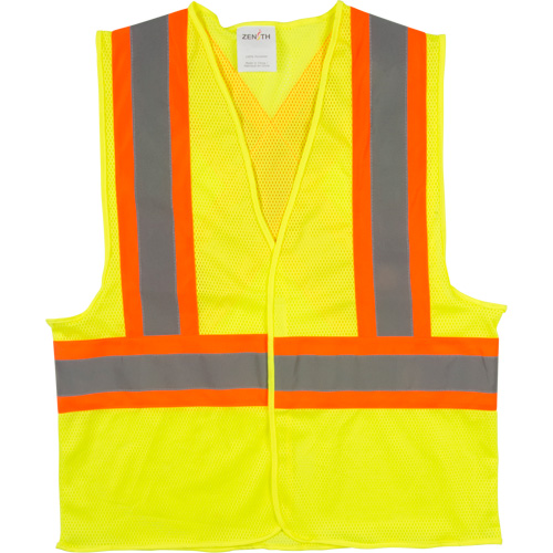 Traffic Safety Vest, High Visibility Lime-Yellow, Medium, Polyester Haskins Industrial Inc.