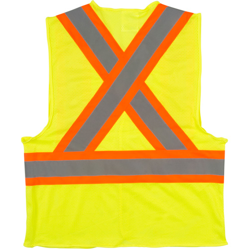 Traffic Safety Vest, High Visibility Lime-Yellow, Medium, Polyester Haskins Industrial Inc.