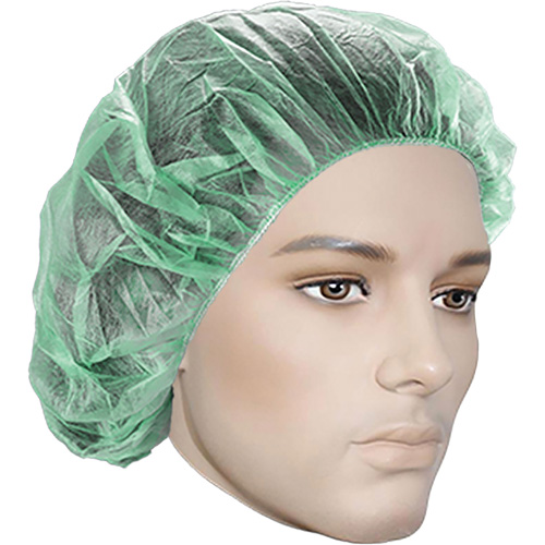 Bouffant Caps, Polypropylene, 21", Green Haskins Industrial Inc.