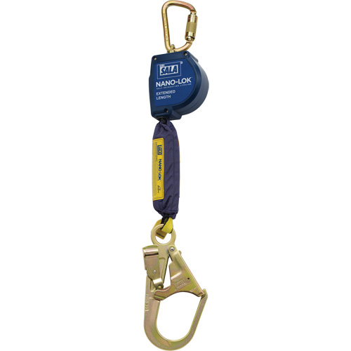 Cordage de s&eacute;curit&eacute; autor&eacute;tractable allong&eacute; Nano-Lok, 9', Polyester/Sangles, Pivotant Haskins Industrial Inc.