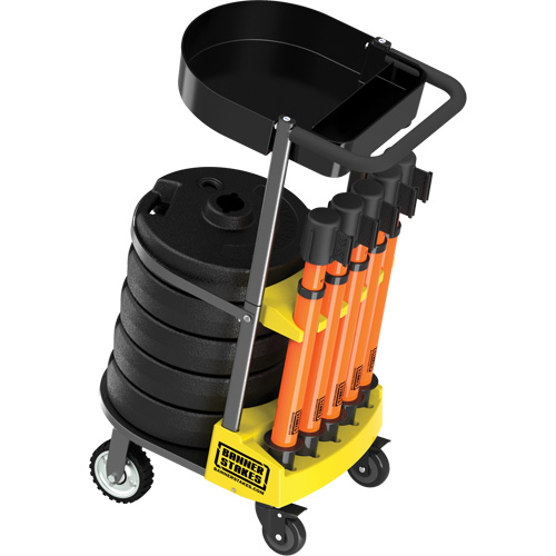 PLUS Barrier Post Cart Kit with Tray, 75' L, Metal, Orange Haskins Industrial Inc.