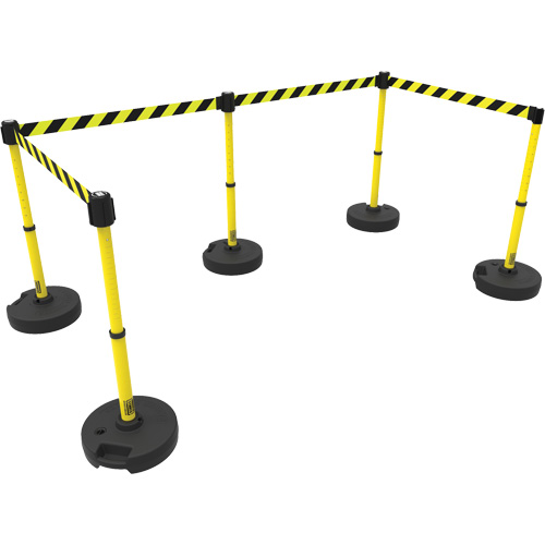PLUS Barrier Post Set X5, Plastic, 42" H, Yellow Tape, 15' Tape Length Haskins Industrial Inc.