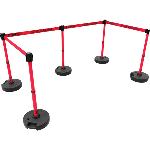 Ensemble de cinq montants pour barri&egrave;re PLUS, Plastique, 42" h, Ruban Rouge, Longueur du ruban 15' Haskins Industrial Inc.