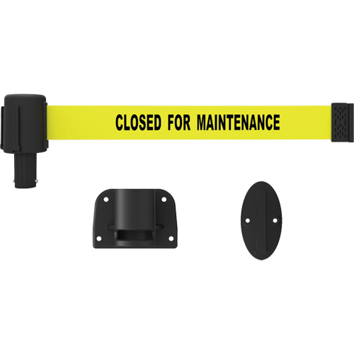 PLUS Wall Mount Barrier System, Plastic, Screw Mount, 15', Yellow Tape Haskins Industrial Inc.