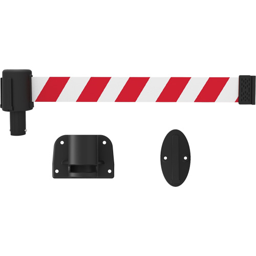Syst&egrave;me de montage mural pour barri&egrave;re PLUS, Plastique, Fixation par vis, 15', Ruban Rouge et blanc Haskins Industrial Inc.