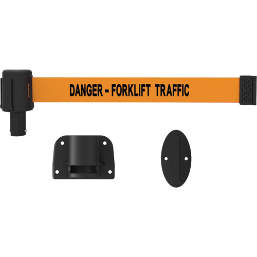 PLUS Wall Mount Barrier System, Plastic, Screw Mount, 15', Orange Tape Haskins Industrial Inc.