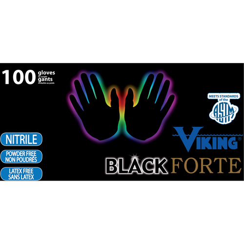 34605 Forte Disposable Gloves, Small, Nitrile, 6-mil, Powder-Free, Black Haskins Industrial Inc.