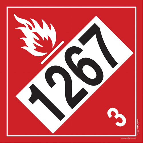 Plaque-&eacute;tiquette TMD 1267 pour liquide inflammable p&eacute;trole brut, Plastique Haskins Industrial Inc.