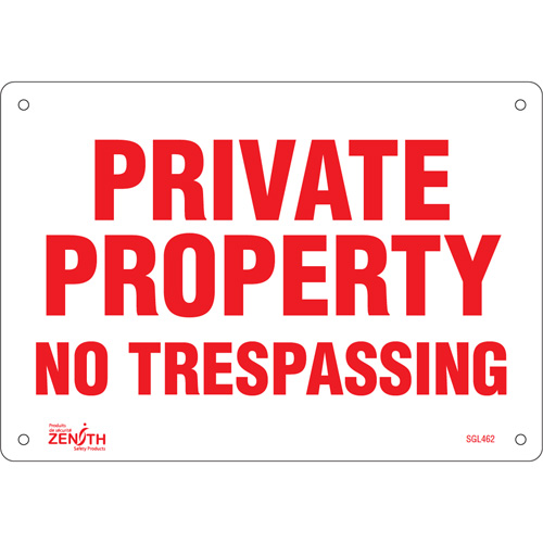 Enseigne Private Property, 7" x 10", Plastique, Anglais Haskins Industrial Inc.