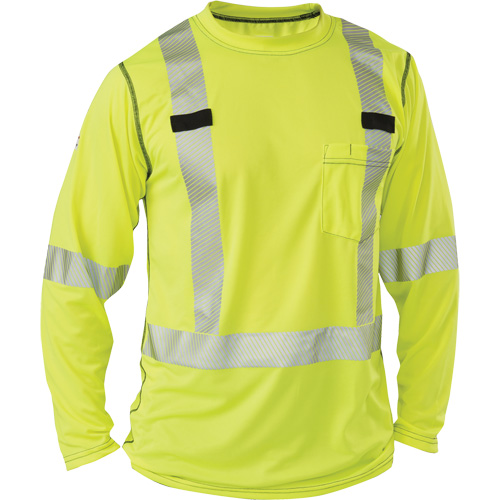 Polartec&reg; Power Grid&reg; High-Visibility Long Sleeve T-Shirt, Polyester, 2X-Large, High Visibility Lime-Yellow Haskins Industrial Inc.