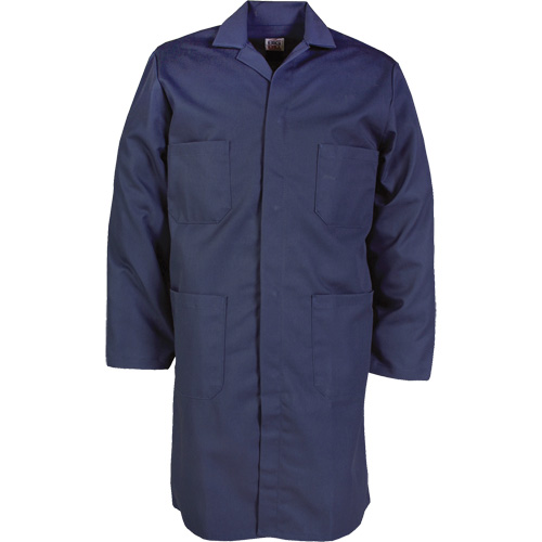 Lab Coat, Poly-Cotton, 32, Navy Blue Haskins Industrial Inc.