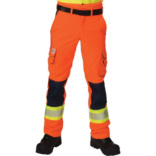 Pantalons cargo haute visibilit&eacute; antid&eacute;chirure, Polyester, 28, Orange haute visibilit&eacute; Haskins Industrial Inc.