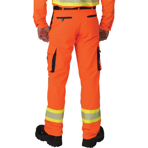 Pantalons cargo haute visibilit&eacute; antid&eacute;chirure, Polyester, 28, Orange haute visibilit&eacute; Haskins Industrial Inc.
