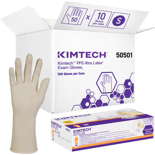 Kimtech XTRA-PFE Medical Gloves, Small, Latex, 6-mil, Powder-Free, White, Class 2 Haskins Industrial Inc.