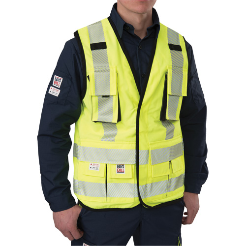 Ripstop Surveyor's Vest, High Visibility Lime-Yellow, Small, Polyester Haskins Industrial Inc.