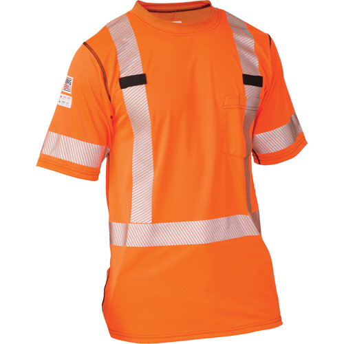 Polartec&reg; Power Grid&reg; High Visibility Short Sleeved T-Shirt, Polyester, Small, Orange Haskins Industrial Inc.