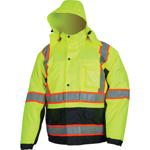 Insulated High Visibility Jacket, Polyester/Polyurethane, High Visibility Lime-Yellow, Small Haskins Industrial Inc.