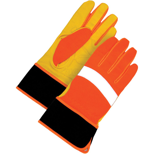 High Visibility Gloves, Size Large, Grain Leather Palm Haskins Industrial Inc.