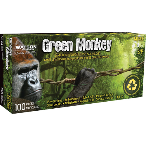 5559PF Green Monkey Gloves, Small, Nitrile, 4-mil, Powder-Free, Green Haskins Industrial Inc.