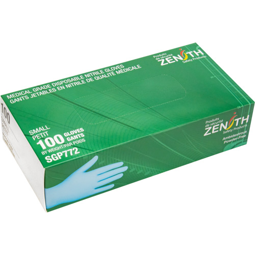 Puncture-Resistant Medical-Grade Disposable Gloves, Small, Nitrile, 4.5-mil, Powder-Free, Blue, Class 2 Haskins Industrial Inc.