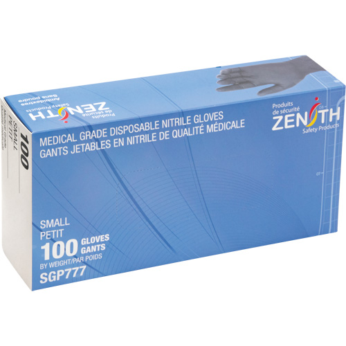Puncture-Resistant Medical-Grade Disposable Gloves, Small, Nitrile, 5-mil, Powder-Free, Black, Class 2 Haskins Industrial Inc.