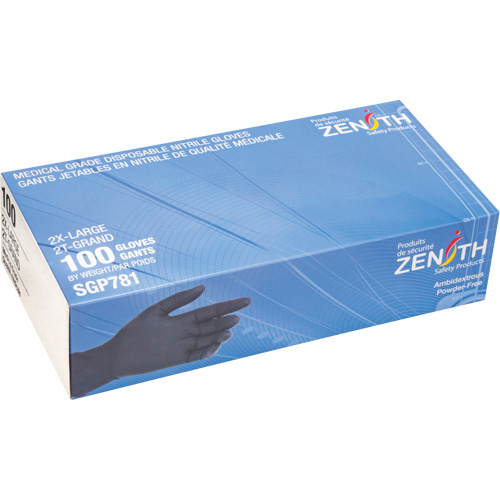 Puncture-Resistant Medical-Grade Disposable Gloves, 2X-Large, Nitrile, 5-mil, Powder-Free, Black, Class 2 Haskins Industrial Inc.