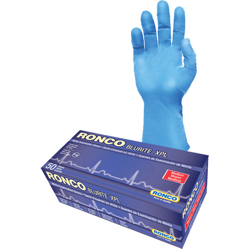 Gants d'examen BLURITE XPL, Petit, Nitrile, 8 mils, Sans poudre, Bleu, Classe 2 Haskins Industrial Inc.