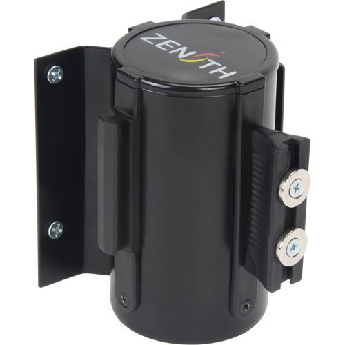 Wall Mount Barrier with Magnetic Tape, Steel, Screw Mount, 7', Black and Yellow Tape Haskins Industrial Inc.